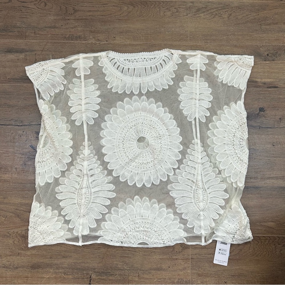 Cupshe | NWT Cream Boho Lace Top Swimsuit Cover-up Women’s One Size - Picture 3 of 8